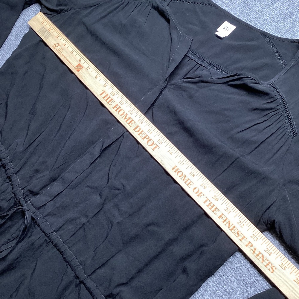 GAP Womens XL Black Romper Long Sleeve Rayon Drawstring Jumpsuit Side Pockets - Picture 6 of 10